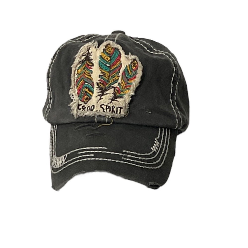 Kbethos Vintage Free Spirit Women Distressed Denim Cap Trucker Hat Gray Cotton